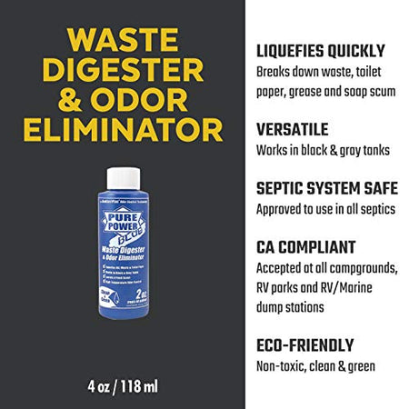 Valterra Valterra V23017 'Pure Power Blue' Waste Digester and Odor Eliminator - 4 oz. Bottle, (Pack of 6) - Outdoor Depot