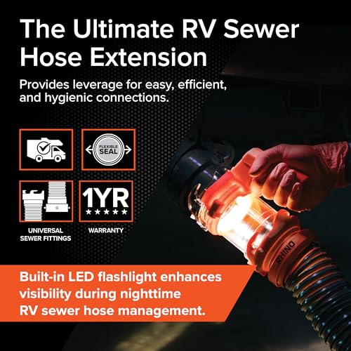 Camco Camco Rhino RV Sewer Hose Extender PRO – 5″ Sewer Hose Extension — Torque-Grip Handle with Built-in - Outdoor Depot
