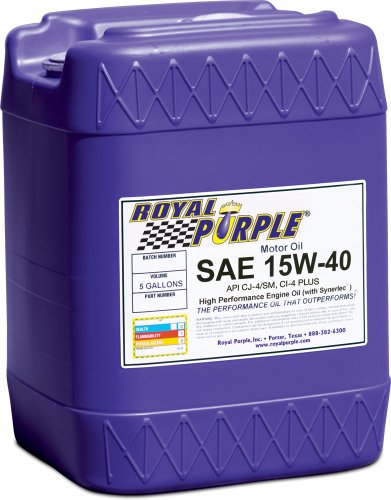 Royal Purple Royal Purple 05154 API-Licensed SAE 15W-40 High Performance Synthetic Motor Oil - 5 Gallon - Outdoor Depot