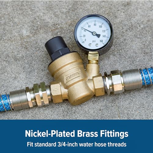 Camco Camco Adjustable RV/Marine Brass Water Pressure Regulator | Help Stop Damage to RV/Marine Appliances, - Outdoor Depot