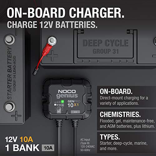 NOCO NOCO Genius GENPRO10X1: 1-Bank, 10A Onboard Battery Charger - 10A Per Bank, 12V Waterproof Marine - Outdoor Depot