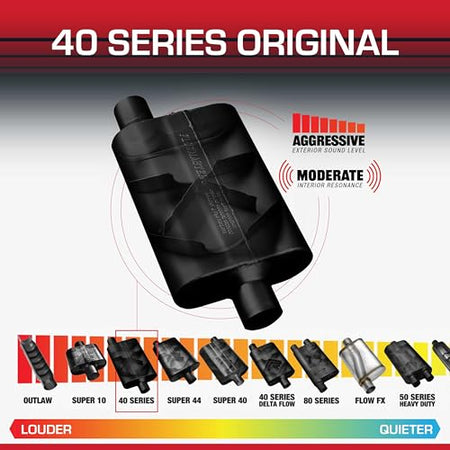 Flowmaster Flowmaster 40 Series Original Chambered Muffler – 3.00" Offset In / 3.00" Center Out – Aggressive - Outdoor Depot