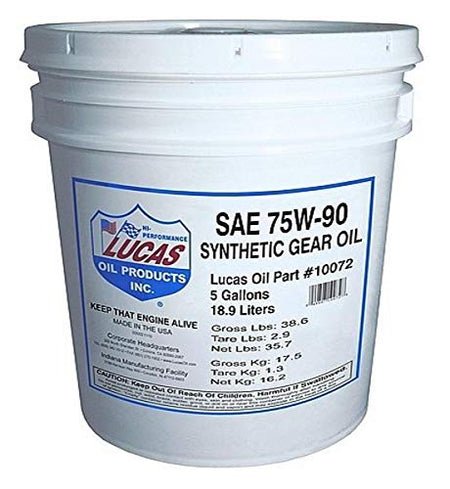 Lucas Oil Lucas Oil 10072 SAE 75W-90 Synthetic Transmission and Differential Lube - 5 Gallon Pail - Outdoor Depot