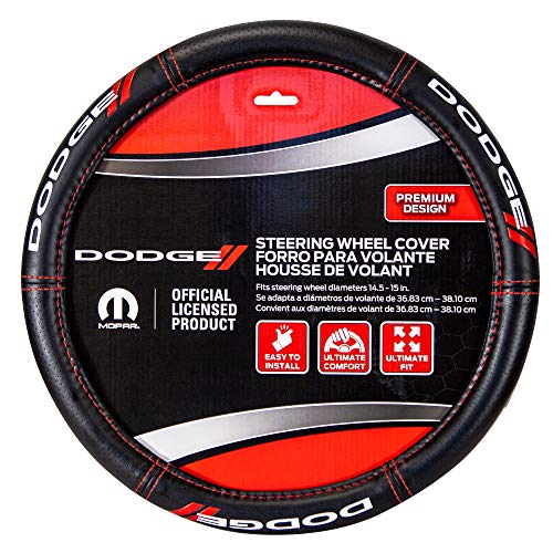 Plasticolor Plasticolor 006694R01 Dodge // Deluxe High Contrast Stitching Premium Steering Wheel Cover for - Outdoor Depot