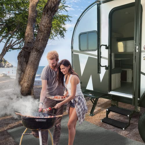 Prest-O-Fit Prest-O-Fit 2-1072 Wraparound + Plus RV Step Rug Black 20 In. Wide - Outdoor Depot