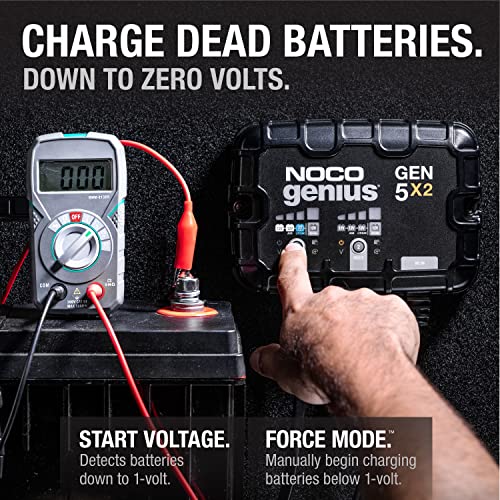 NOCO NOCO Genius GEN5X2: 2-Bank, 10A Onboard Battery Charger - 5A Per Bank, 12V Waterproof Marine Charger - Outdoor Depot
