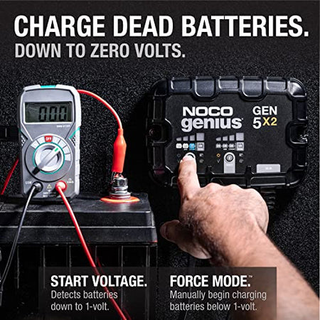 NOCO NOCO Genius GEN5X2: 2-Bank, 10A Onboard Battery Charger - 5A Per Bank, 12V Waterproof Marine Charger - Outdoor Depot