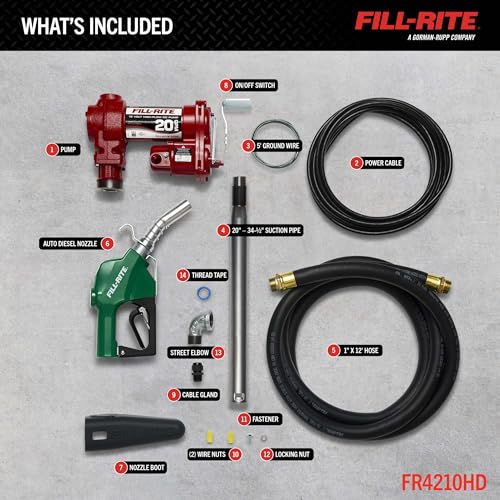 Fill-Rite Fill-Rite FR4210HD 12V 20 GPM Fuel Transfer Pump with Discharge Hose & Automatic Nozzle, Green | - Outdoor Depot