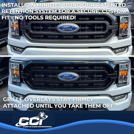 Coast to Coast International CCI Grille Insert GI184BLK, Overlay, Bar Style, 3 Piece, With Emblem Cutout, - Outdoor Depot