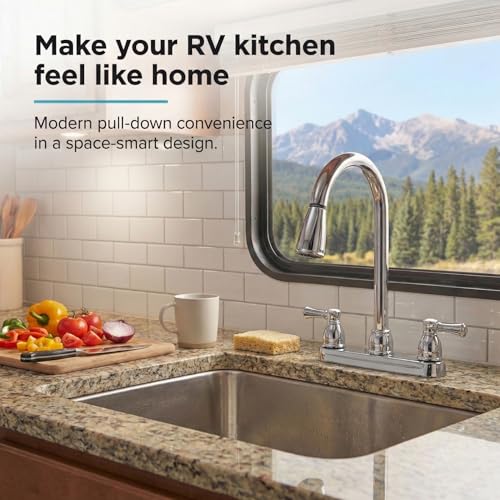 Dura Faucet Dura Faucet DF-PK350L-CP Non-Metallic Dual Lever Pull-Down Rv Kitchen Faucet - Chrome Polished - Outdoor Depot