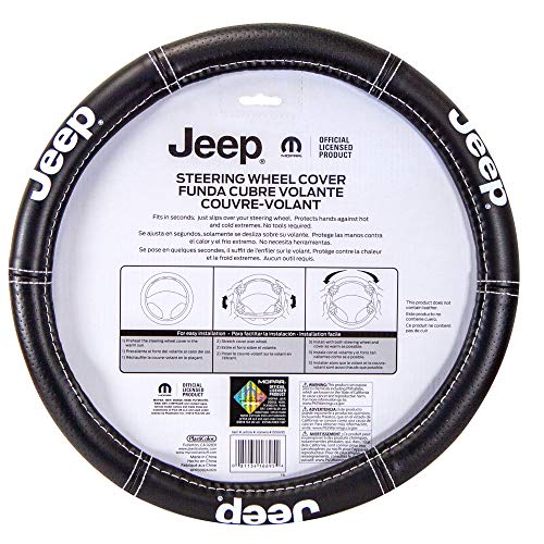 Plasticolor Plasticolor 006695R01 Jeep Deluxe High Contrast Stitching Premium Steering Wheel Cover for Cars, - Outdoor Depot