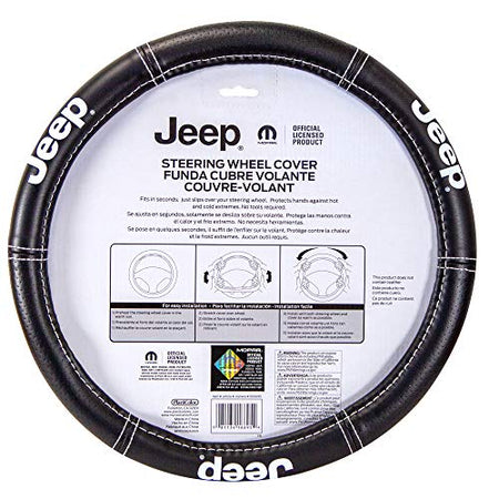 Plasticolor Plasticolor 006695R01 Jeep Deluxe High Contrast Stitching Premium Steering Wheel Cover for Cars, - Outdoor Depot