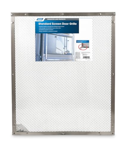Camco 43980 Aluminum Screen Door Standard Mesh Grille - Protects Your RV's Screen Door, Anodized Aluminum Will Not Corrode