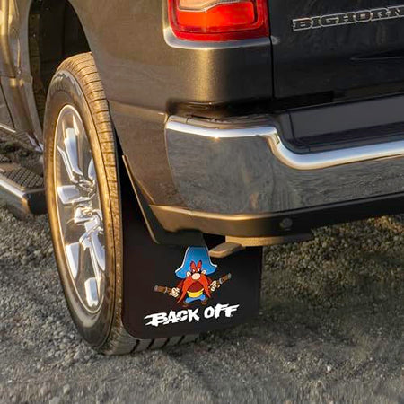 Plasticolor Plasticolor 000502R01 Yosemite Sam Back Off Easy Fit Mud Guard 11" - Set of 2,Multi-colored - Outdoor Depot