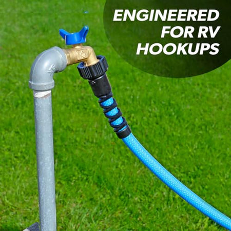 Valterra Valterra W01-8120 AquaFresh High Pressure Drinking Water Hose with Hose Savers - 1/2" x 10', Blue - Outdoor Depot