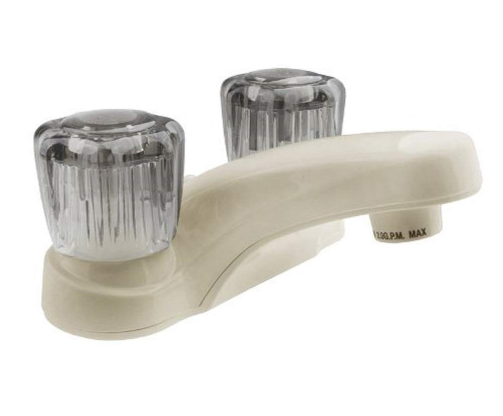 Dura Faucet Dura Faucet DF-PL700S-BQ RV Bathroom Faucet with Smoked Acrylic Knobs (Bisque Parchment) - Outdoor Depot