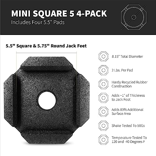 SnapPad SnapPad Mini Square 5 (Pack of 4) | Four-Point RV Leveling System, 5.5" Square to 5.75" Round Jack - Outdoor Depot