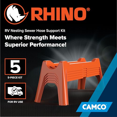 Camco Camco Rhino RV Sewer Hose Support Kit - Extends Over Uneven Terrain for Easy Drainage - Supports Up to - Outdoor Depot