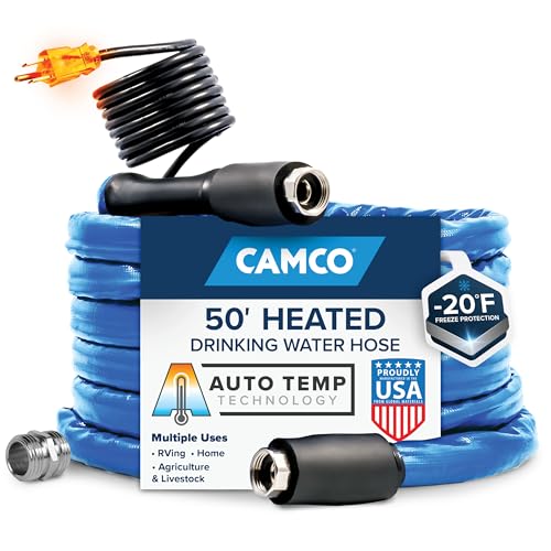 Camco Camco 50-foot Heated Water Hose for RV — Prevents Freezing Down to -20° — Certified For Drinking Water - Outdoor Depot