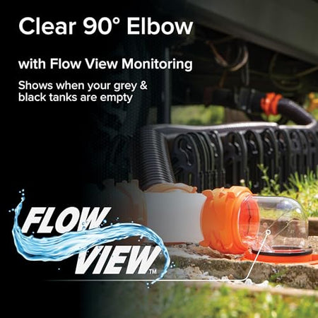 Camco Camco RhinoFlex Clear RV Sewer Hose Elbow with 4-in-1 Adapter - Features a 360-Degree Fitting Rotation - Outdoor Depot