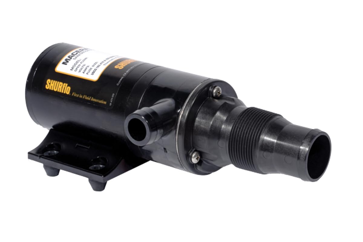 SHURFLO PENTAIR SHURFLO 3200-001 Macerator Pump, 12V RV Marine Waste Pump, 13 GPM High Flow, Dual Blade - Outdoor Depot