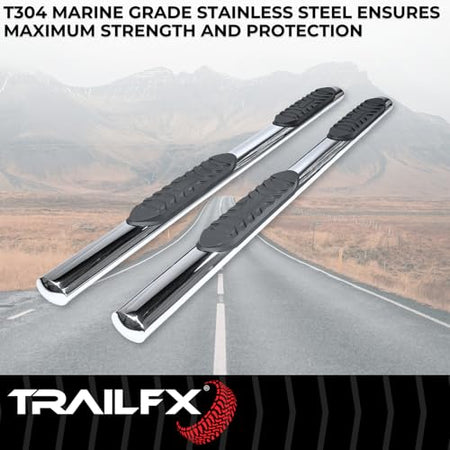 Trailfx TrailFX Nerf Bars for Chevrolet Silverado 1500 Crew Cab 2020-2021 Polished Stainless Steel 4 Inch - Outdoor Depot