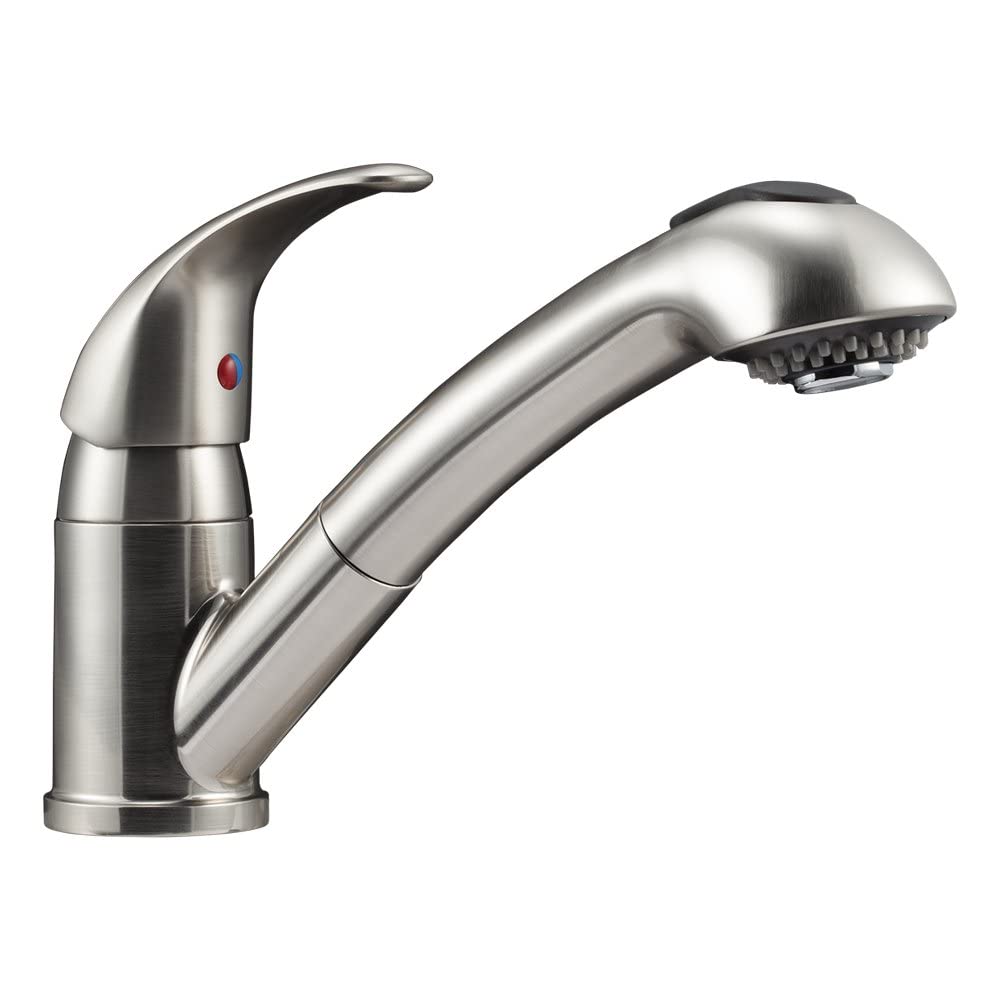 Dura Faucet Dura Faucet DF-NMK852-SN RV Pull-Out Swivel Single Handle Kitchen Sink Faucet - One-Hole - Outdoor Depot