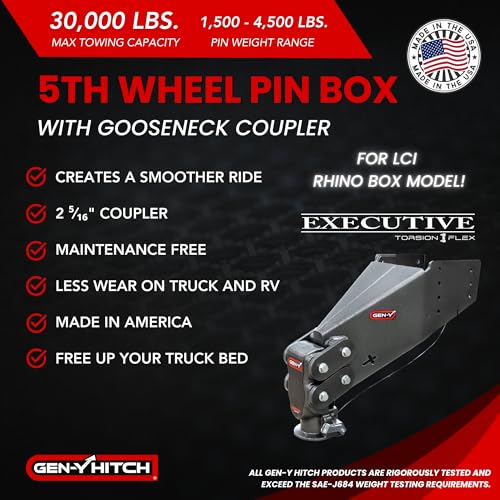 GEN-Y Hitch GEN-Y Hitch Rhino Fifth Wheel Pin Box with Gooseneck SnapLatch Coupler | 1,500-4,500 LBS Pin - Outdoor Depot