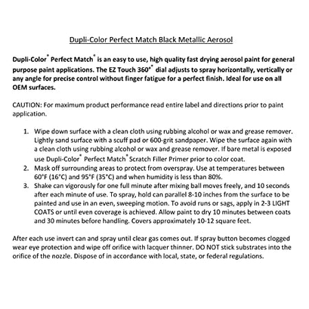 Dupli-Color Dupli-Color Perfect Match Premium Automotive Paint, Black (M), 8 oz - Outdoor Depot