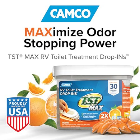 Camco Camco TST MAX RV Toilet Treatment Drop-INs - Control Unwanted Odors & Break Down Waste and Tissue - - Outdoor Depot