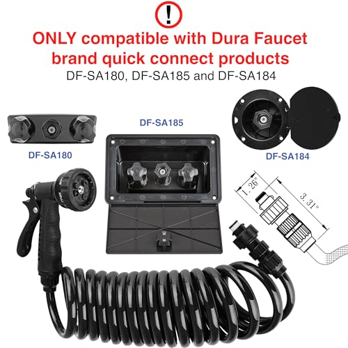 Dura Faucet Dura Faucet DF-SA187-BK RV Exterior Quick Connect Sprayer with 7 Spray Settings and Coiled Hose - Outdoor Depot