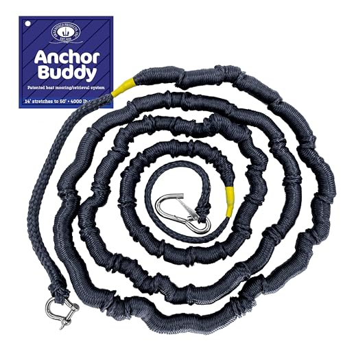 Greenfield Anchor Buddy, The Original Bungee Anchor Line for Boats. 14ft to 50ft Stretch. Elastic Anchor Rope, Bungee Anchor Line.