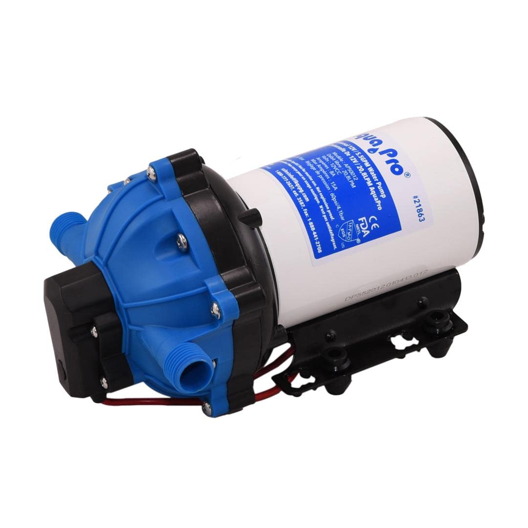 Aquapro Aqua Pro Water Pump 21863, Self-Priming, 5.5 Gpm 12V, Thermal Overload Protection, with 50 Mesh - Outdoor Depot