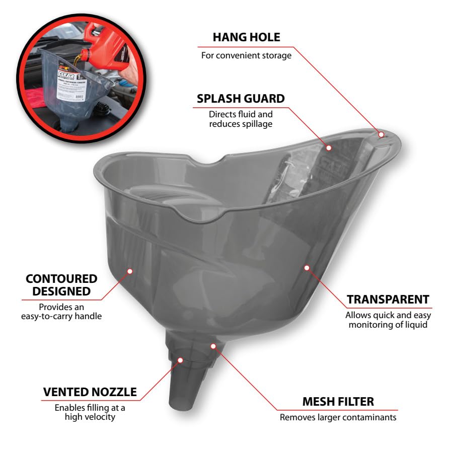 Performance Tool Performance Tool W4051 Clear View Easy-Fill Funnel - 1 Gallon, Transparent, - Outdoor Depot
