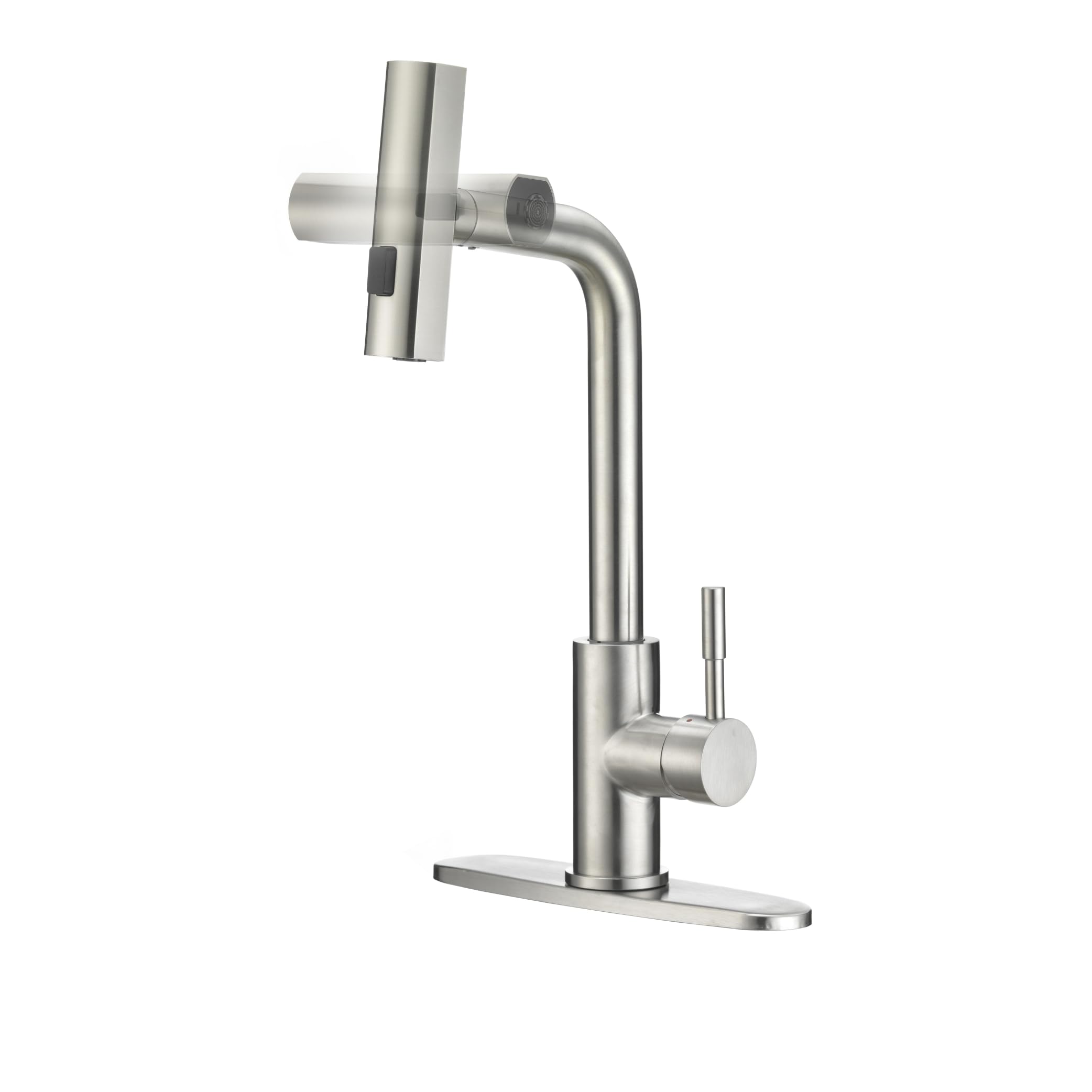 Dura Faucet Dura Faucet (DF-MK511X-SN) Rainfall RV Kitchen Faucet – Satin Nickel, Dual-Mode Rotating Spray - Outdoor Depot