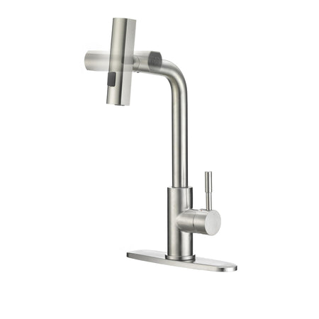 Dura Faucet Dura Faucet (DF-MK511X-SN) Rainfall RV Kitchen Faucet – Satin Nickel, Dual-Mode Rotating Spray - Outdoor Depot