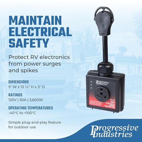Progressive Industries Progressive Industries SSP-30X Portable RV Smart Surge Protector, Black, 30 Amp - Outdoor Depot