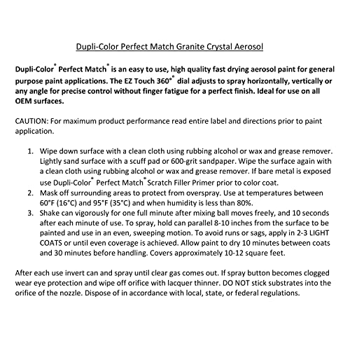 Dupli-Color Dupli-Color Perfect Match Premium Automotive Paint, Granite Crystal (M), 8 oz - Outdoor Depot