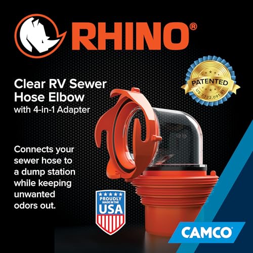 Camco Camco RhinoFlex Clear RV Sewer Hose Elbow with 4-in-1 Adapter - Features a 360-Degree Fitting Rotation - Outdoor Depot