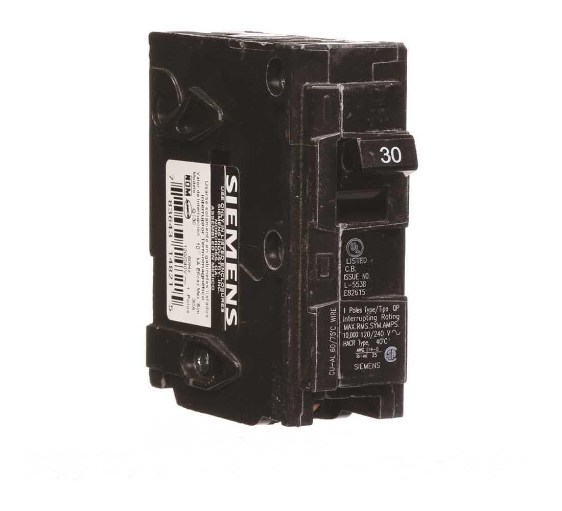 SIEMENS Siemens -HI Q130 30-Amp Single Pole Type QP Circuit Breaker, Black - Outdoor Depot
