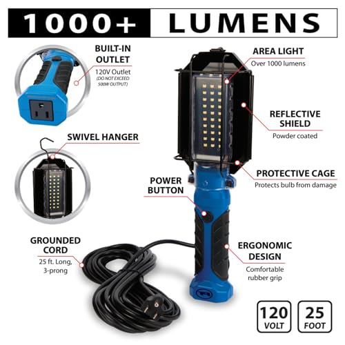Performance Tool Performance Tool W2237 25' 18GA 1,000 lumen 120V LED Drop Light with Extra Built in 120V - Outdoor Depot