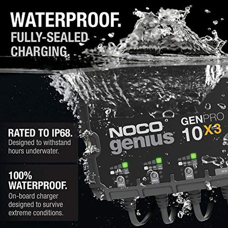 NOCO NOCO Genius GENPRO10X3, 3-Bank, 30A (10A/Bank) Smart Marine Battery Charger, 12V Waterproof Onboard - Outdoor Depot