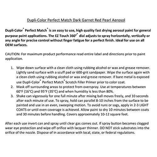 Dupli-Color Dupli-Color Perfect Match Premium Automotive Paint, Dark Garnet Red Pearl, 8 oz - Outdoor Depot
