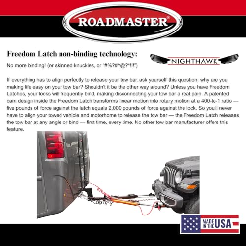 Roadmaster Roadmaster 676 Nighthawk Tow Bar fits Roadmaster Baseplates | Hauls Up to 8,000 lbs | Non-Binding - Outdoor Depot