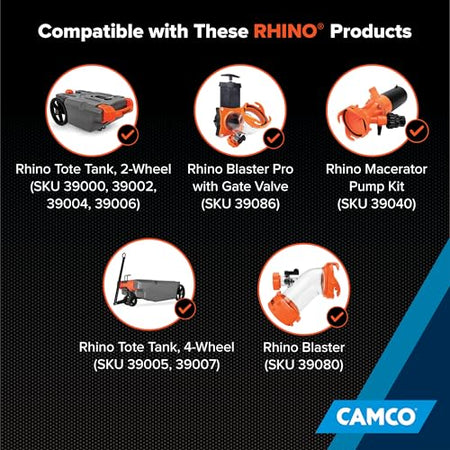 Camco Camco Rhino 25-Ft Clean-Out Camper/RV Black Water Hose - Features a Heavy-Duty PVC Design & Bright - Outdoor Depot