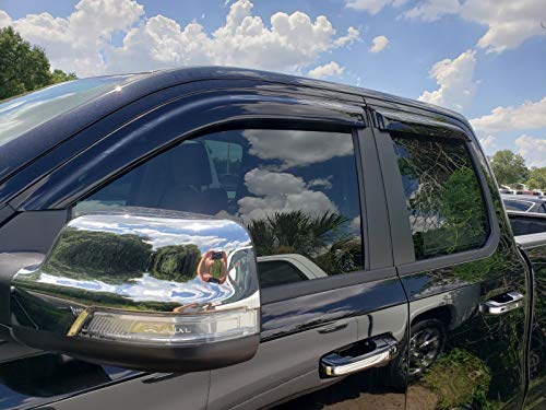 TrailFX Rainguard Window Vents Fits Ram 1500 Quad Cab 2019-2024 Smoke Acrylic Low Profile Tape-On Side Four Piece Window Deflectors TrailFX 4809H
