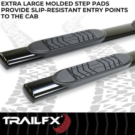 Trailfx Trailfx Side Step Bars Fits 2023–2025 GMC Sierra 1500 5 Inch Oval Straight Nerf Bars with Step Pads - Outdoor Depot