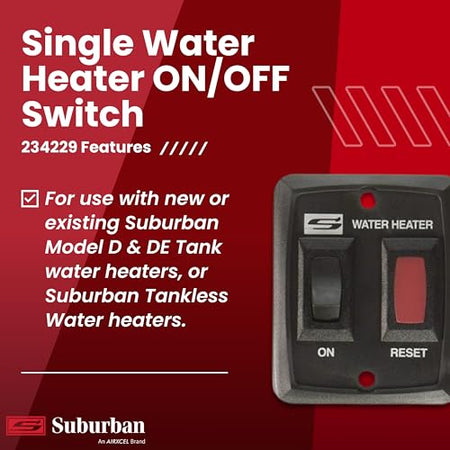 Suburban Suburban Single Water Heater ON/OFF Wall Switch - RV Interior Wall Mount On/Off Switch for Control - Outdoor Depot