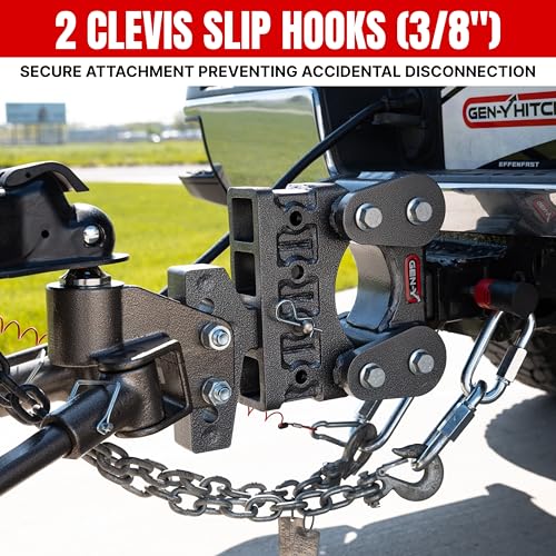 GEN-Y Hitch GEN-Y Hitch Towing Safety Chain for Trailers and RVs - 3/8 Inches x 84 Inches with 2 Safety Slip - Outdoor Depot