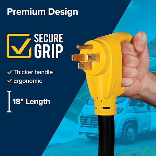 Camco Camco PowerGrip Dogbone RV Electrical Adapter - Features Heavy-Duty 50-Amp Male and 30-Amp Female - Outdoor Depot